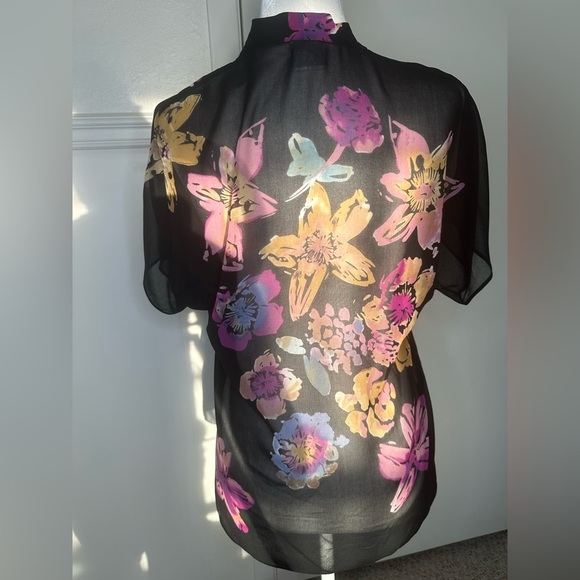 CAbi Black and Pink Sheer Blouse Size XS - Picture 3 of 6
